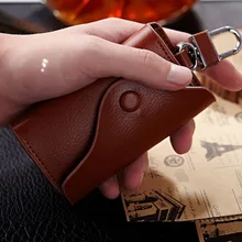 Женские кошельки для ключей из натуральной кожи на застежке, чехол для ключей на застежке, сумка для ключей, Мужская ключница, органайзер для ключей с заклепками
