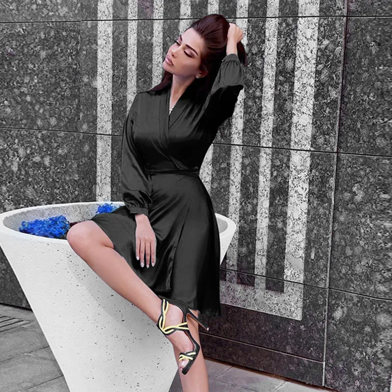 wrap satin dress23