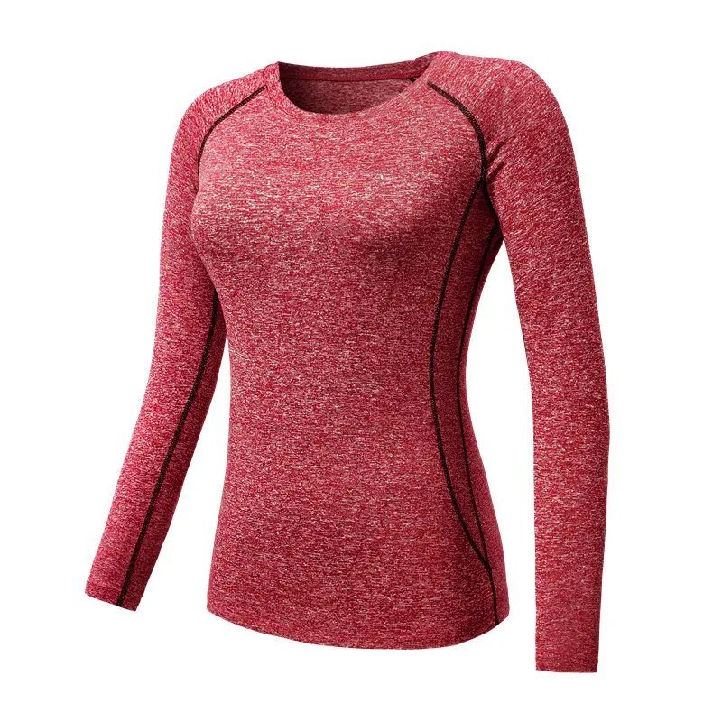 Женская спортивная одежда длинный рукав, для йоги топы быстросохнущая Спортивная футболка для бега топы спортивные тонкие блузки для йоги рубашка майка для фитнеса - Цвет: Red 2