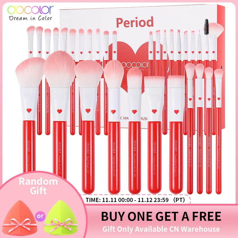 PROD 1005002884650303 Docolor Period Red 32pcs Makeup Brush Set
Professional Powder Foundation Eye Shadow Blush Blending Beauty Make Up
Brush