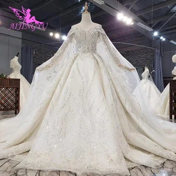 شراءAIJINGYU المدنية فستان كم الشعبية الأربعاء ليكون ذيل طويل أحدث القوطية Gownes الزفاف الترتر الكرة ثوب