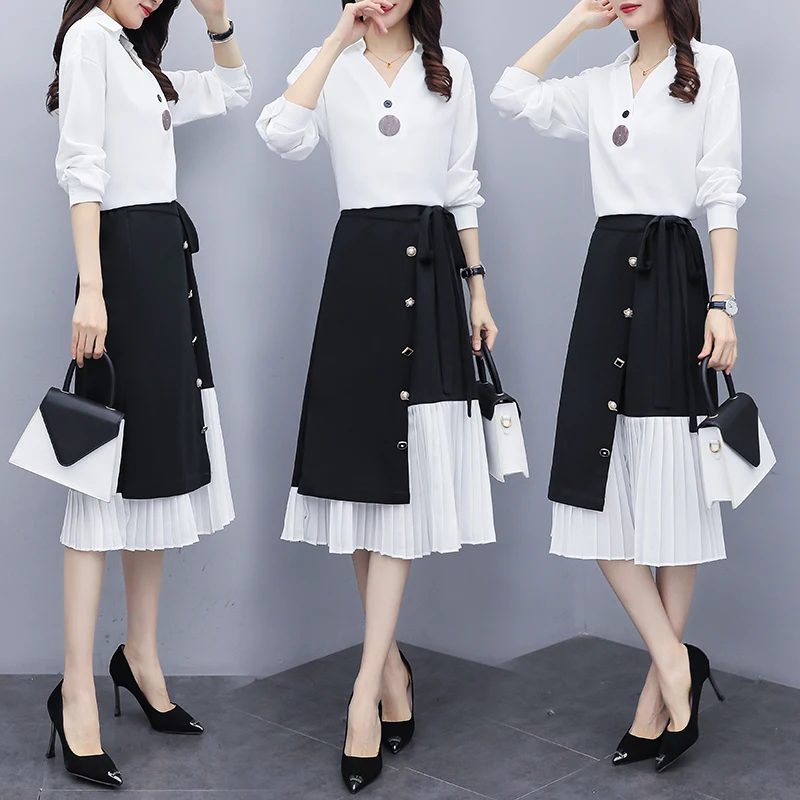 Женский офисный комплект из 2 предметов топ и юбка на молнии |