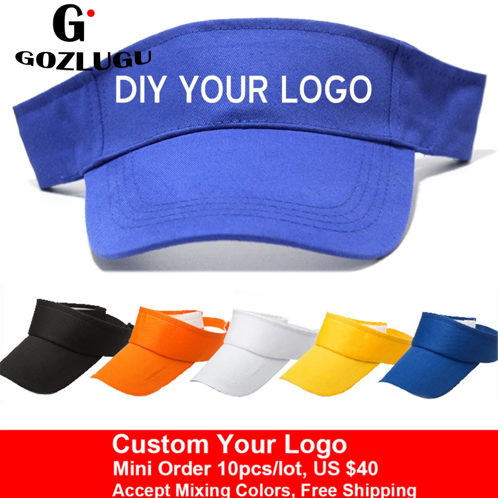 

2019 New Visor Caps Women Open Tops Customized Adjustable Hats LOGO Printing Candy Color Adult Baseball Sun Caps 10pcs/lot.