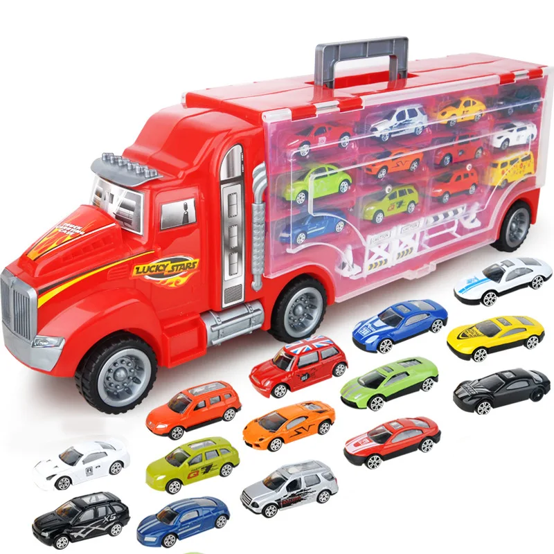 CHILDREN'S Toy Large Size Container with Alloy Car Model Packaged Combination Roadblocks Hand Boy Gift Box