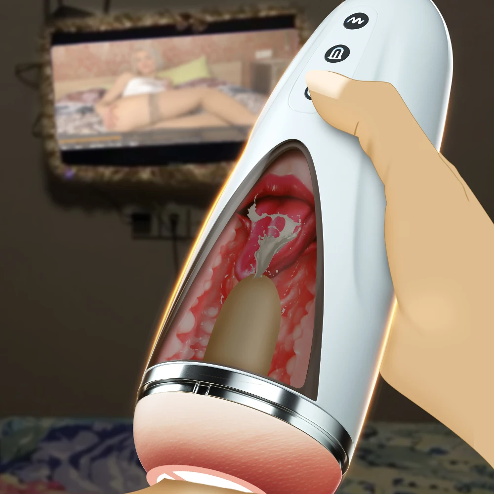 Male Sex Toys Masterbator Blowjob Stroker Vibrating Realistic Tip of Tongue and Mouth Vagina Sex for Man Anal Masturbation Tool 1