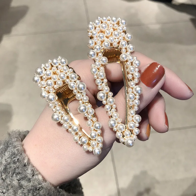 

2019 Women New Fashion Hollow Heart Imitation Pearl Hair Clips Hairpins for Women Geometric Waterdrop Hairgrip Hair Accessories