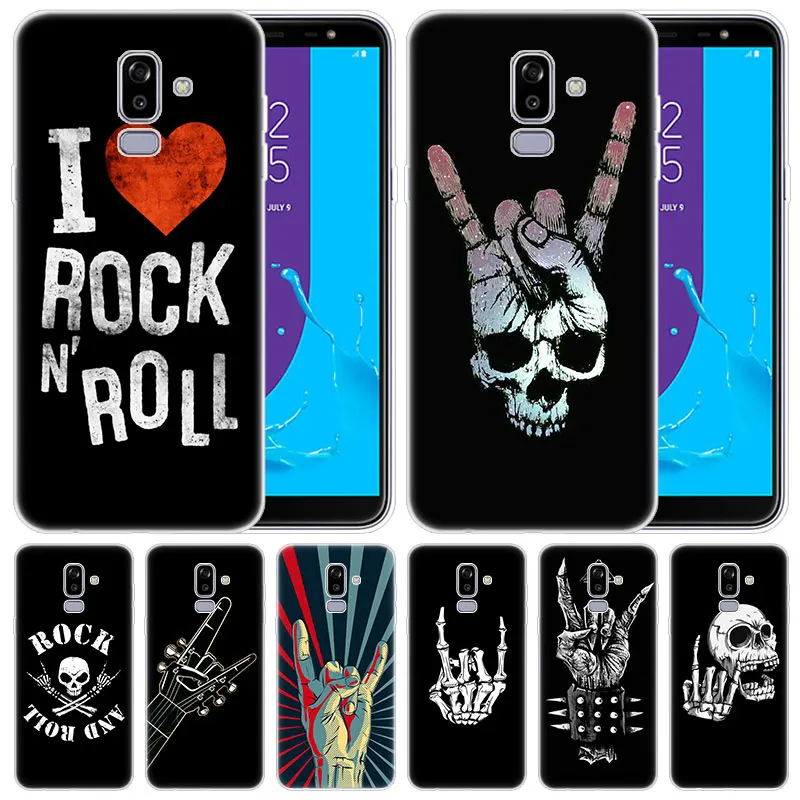 Роскошный мягкий силиконовый чехол Рок-ролл череп для Samsung Galaxy J8 J7 J6 J4 J2 2018 Core J3 2016
