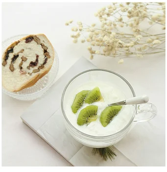 

4 Pcs/lot high quality morning milk glass cups transparent handle office water mug glass GLA-34