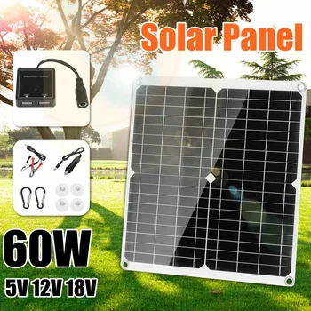 

60W Solar Panel Flexible With 10-30A Controller Car Charger For RV Car Boat LCD Display PWM Controller Waterproof Outdoor