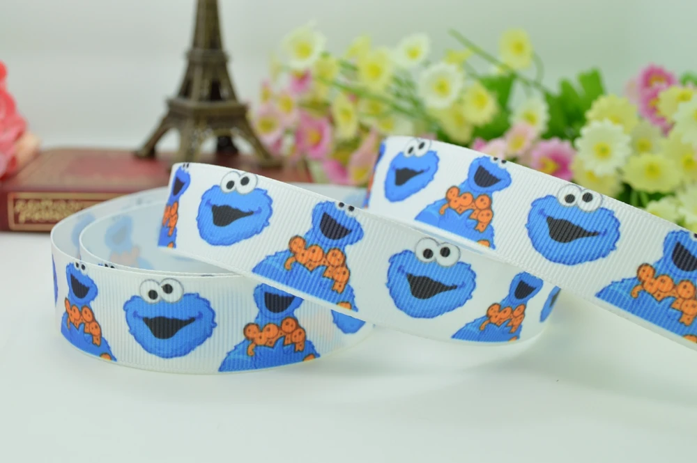 7/" 22 mmcartoonPrinted корсажная лента для волос с бантом DIY ручной работы оптом настройки 50YD