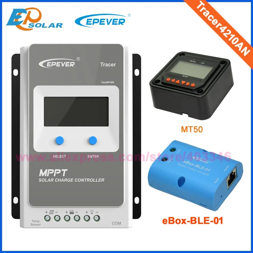 with BLE and MT50 12v 24v mppt солнечный контроль заряда 40a Tracer4210AN 12 v/24 v автоматическая работа Макс PV Вход 100v с MT50 дисплеем - Цвет: with BLE and MT50