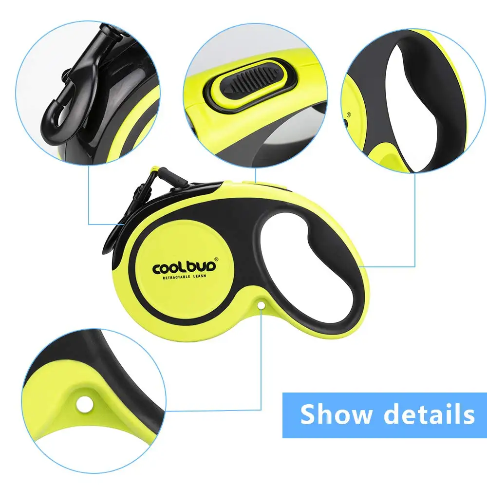 Baratos Ruleta para correa de perro retráctil automática 16 pies correa de caminar para perros medianos grandes hasta lbs doble reflectante costura