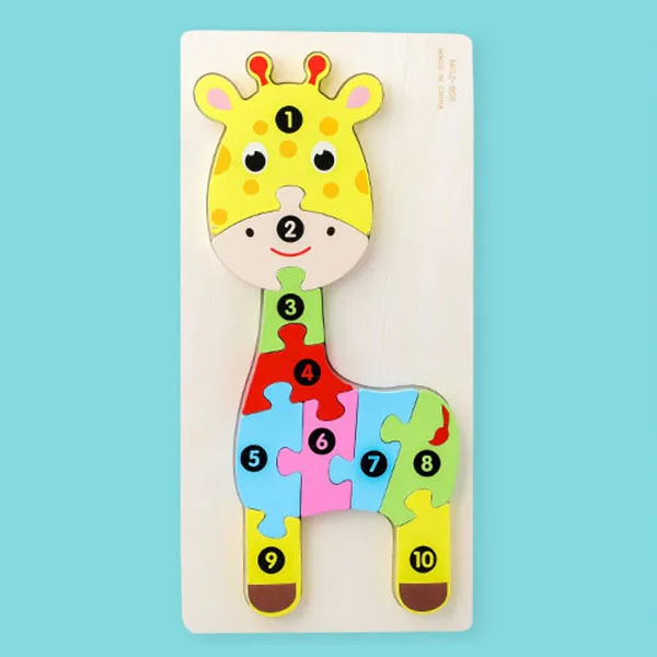 Новая 3D головоломка, деревянные игрушки для детей, деревянная головоломка, детская машина с животными, цифровая игра, Детская обучающая игрушка - Цвет: Giraffe