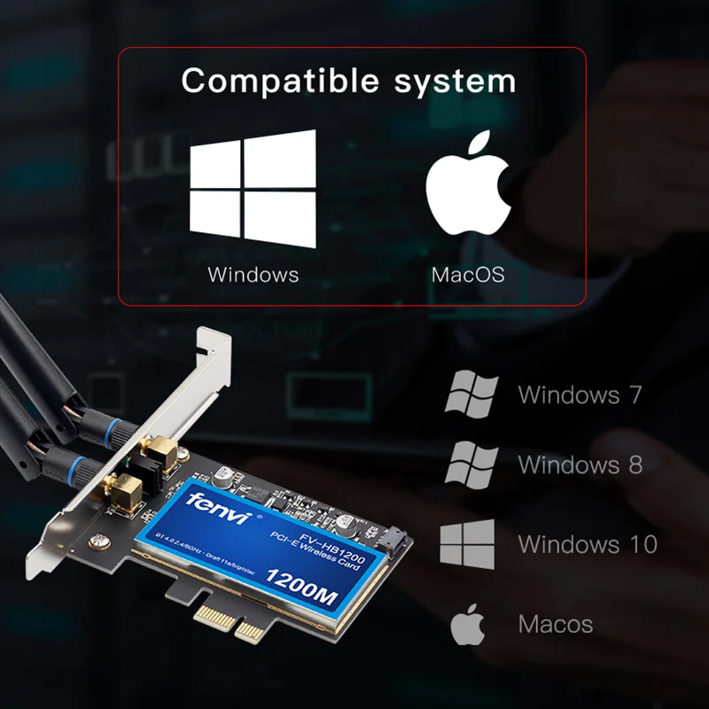 Desktop Dual band 1200Mbps Bluetooth 4.0 PCI-E Wireless Wi-Fi Adapter 802.11ac BCM94360CS2 Wifi Card macOS Hackintosh Windows