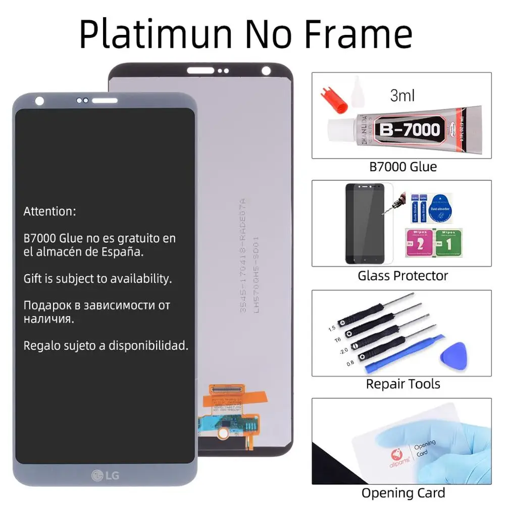 Дисплей для LG G6 LCD H870 H870DS H872 LS993 VS998 US997 в сборе с тачскрином на рамке черный золотой белый платиновый - Цвет: Platinum No Frame