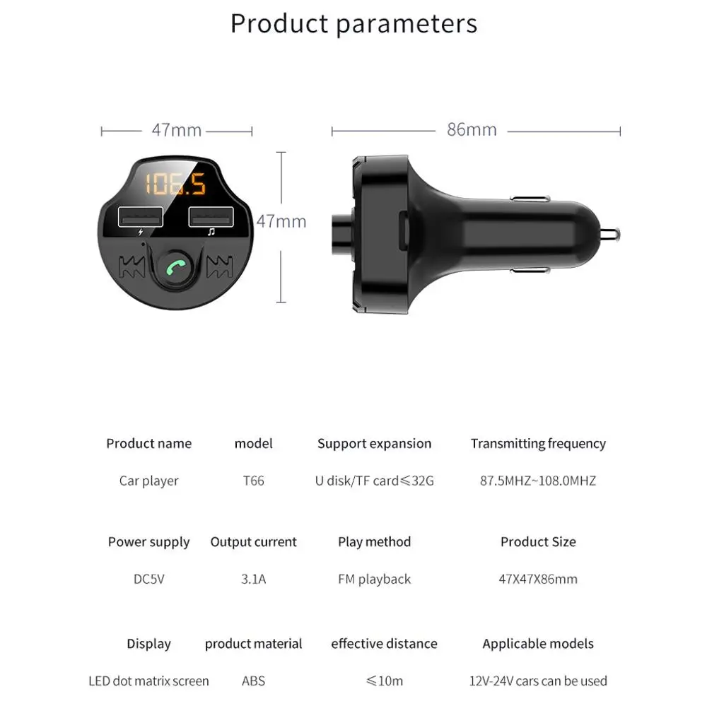 12-24V Bluetooth 5,0 автомобильный комплект MP3-плеер fm-передатчик с USB зарядное устройство для устройства Handsfree Вызов поддержка TF музыкальный аудио приемник#724