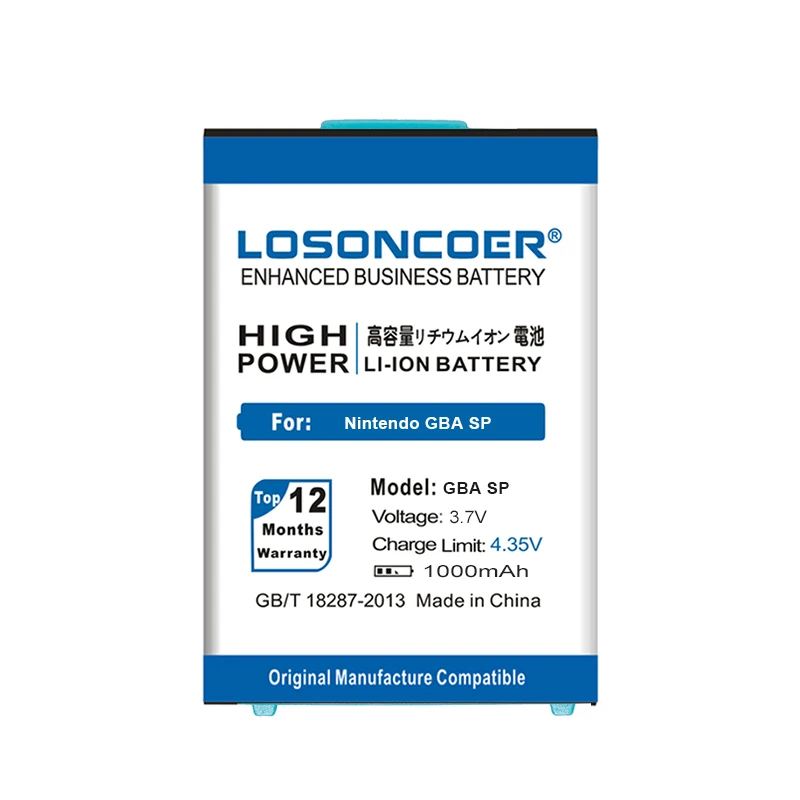LOSONCOER SP 1000mAh перезаряжаемая литий-ионная батарея для Nintendo GBA SP GBASP батарея