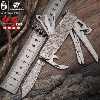 

D37 Damascus Field Survival Army Knife Multi-function Multi-folding Knife Outdoor Self-Defense Knife