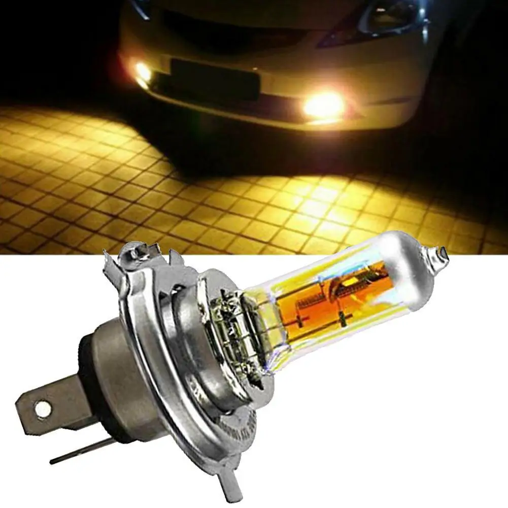 DC 12V 60/55W P43T галогенная лампа 2300k золотисто-желтая Автомобильная фара из кварцевого стекла h4 60w 55w галогенная лампа дальнего ближнего света