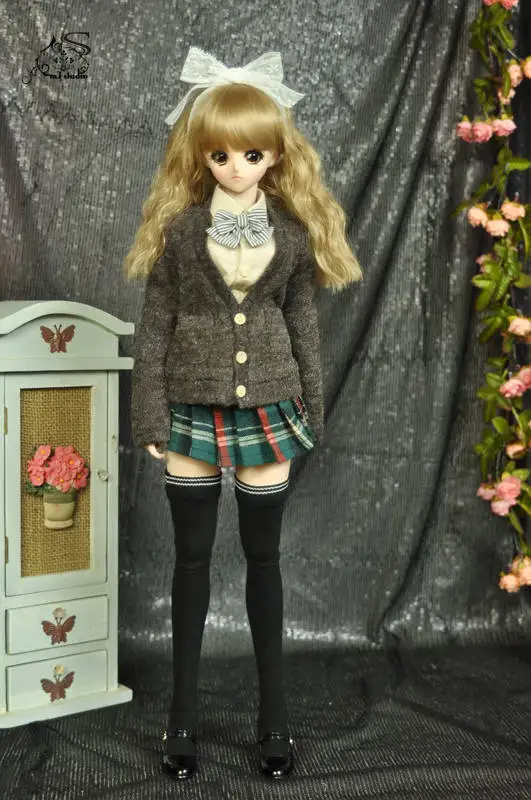 1/4 1/3 BJD кукла плиссированная юбка+ рубашка+ кардиган одежда аксессуары для BJD/SD MSD SD13, не включая куклы, обувь, парик и другие E2651