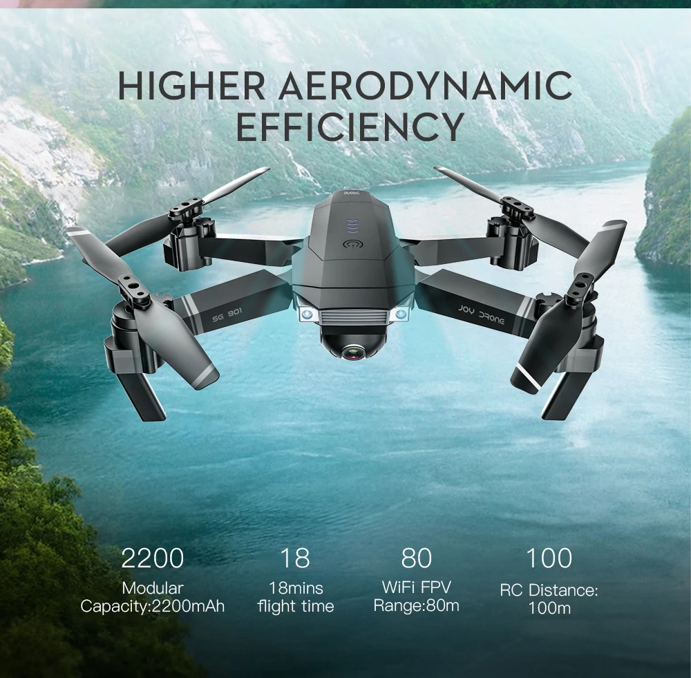 Foldable Quadcopter SG901 RC Drone 4K with 1080P WiFi HD Dual Camera Follow Me Quadrocopter Smart M