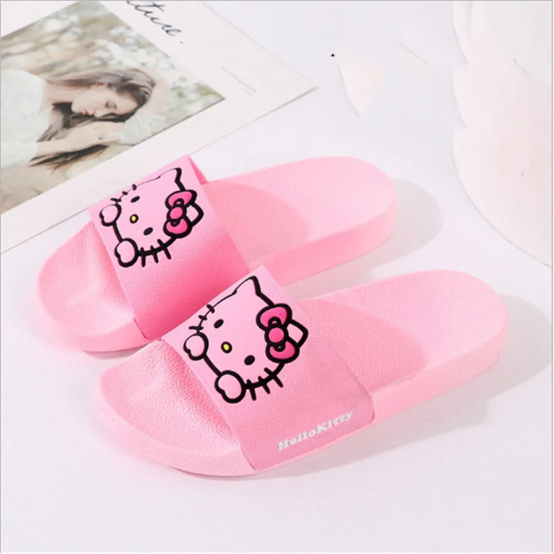 Pink Летние женские шлепанцы; Черные Резиновые Нескользящие пляжные сандалии; красивые уличные тапочки; повседневные Вьетнамки; Розовая обувь; Минни микк - Цвет: Pink