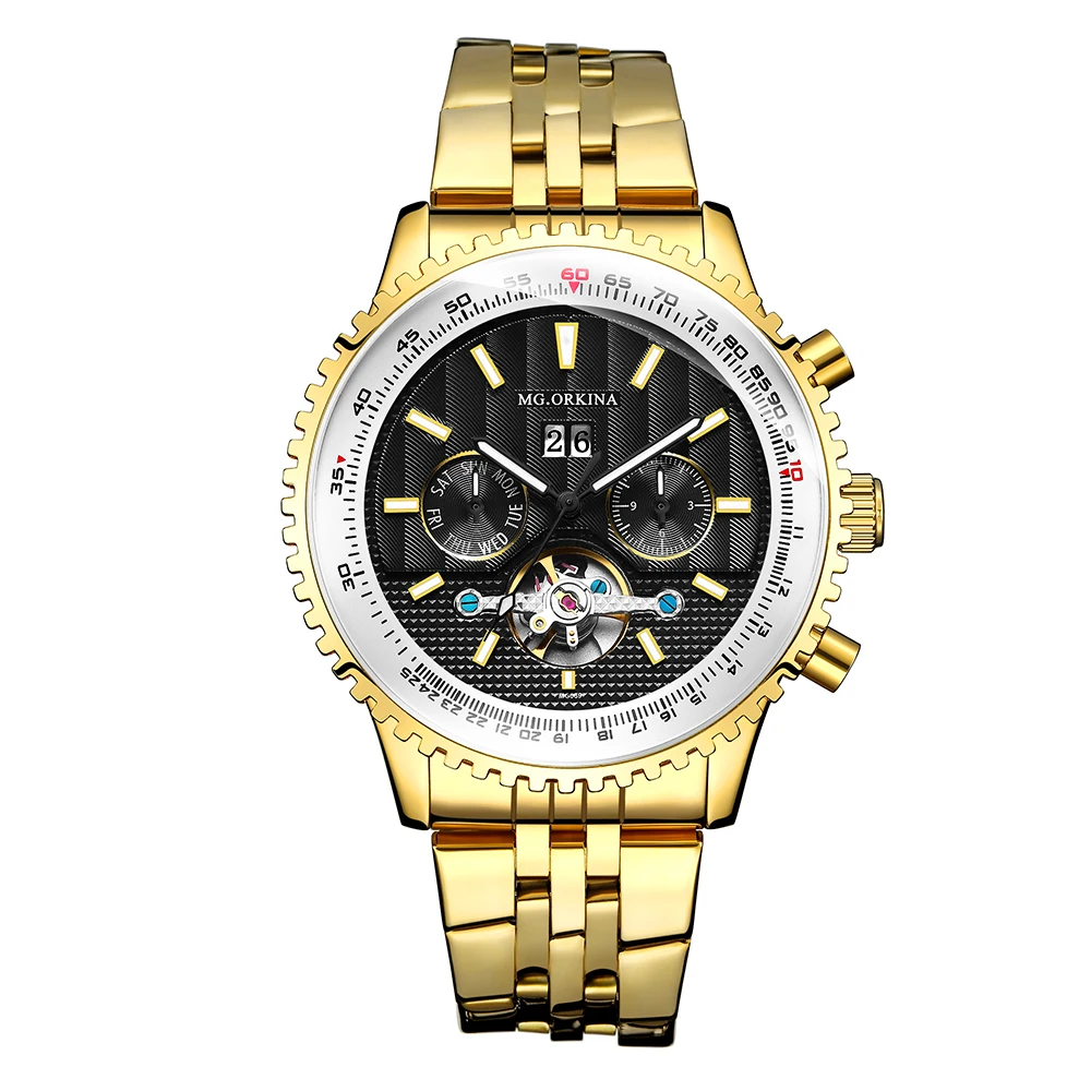 

2019 Luxury brand Stainless Steel Tourbillion Design Fashion Mens Watch Top Brand Luxury Autonatic Mechanical Wristwatch relogio