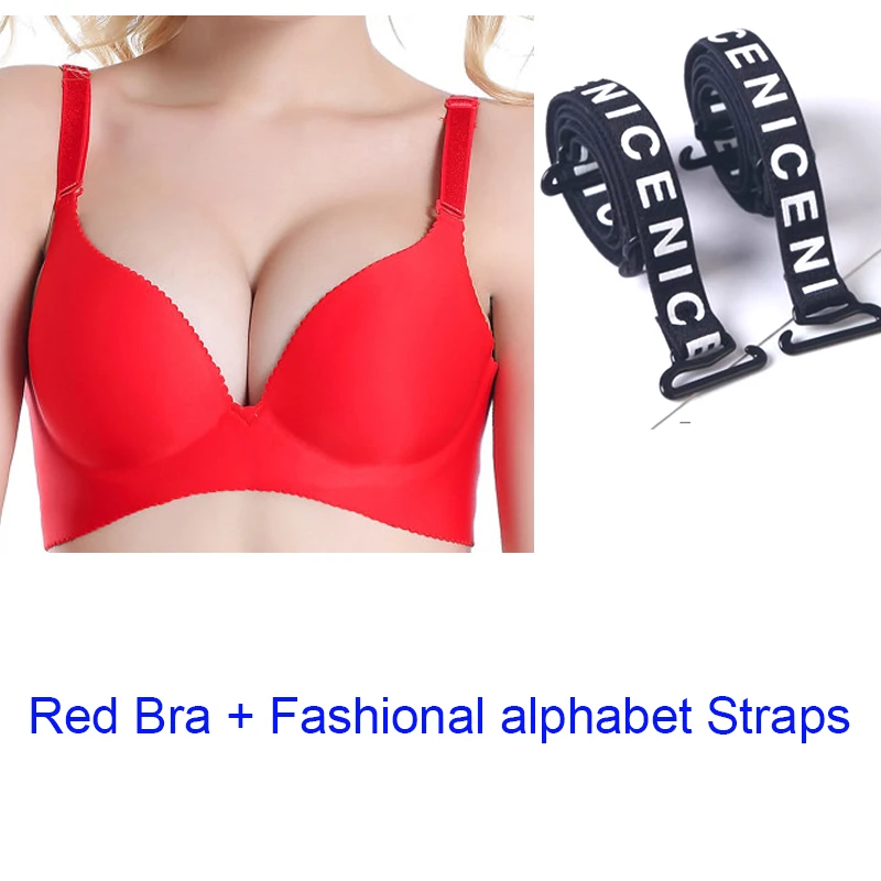 Red and strap Заводские Бесшовные бюстгальтеры для женщин, бюстгальтер пуш-ап без косточек, бюстгальтер без косточек, женское нижнее белье, нижнее белье, Прямая поставка, изготовление на заказ - Цвет: Red and strap