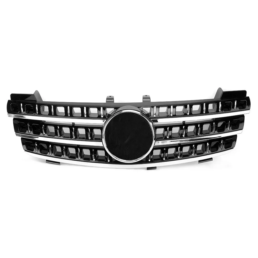 Передняя решетка капота автомобиля верхняя ABS 3 Fin гриль для Mercedes Benz ML Class W164 2005 2006 2007 2008 черный хром с эмблемой звезда