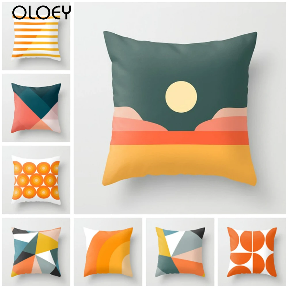 Multi-color Abstract Geometric Linen Pillow Case Sofa Cushion Cover Home Decor