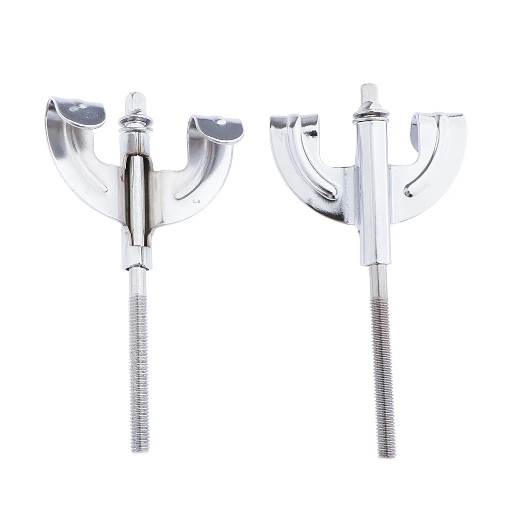 Bass Drum Claw Hook 2pcs Iron Drum Claw Hook for Bass Drum Parts Accessories，Silver, with Tension Rods, 4.21inch*2.36inch