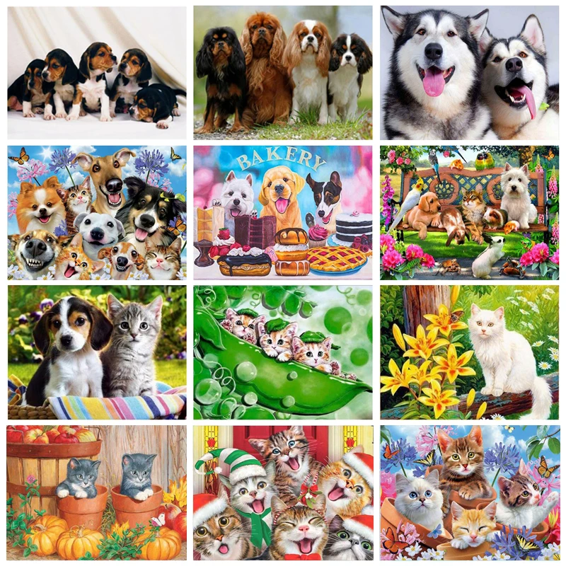 5D Diy diamond painting animal cat dog embroidered cross stitch rhinestone mosaic home decoration DA409 | Дом и сад
