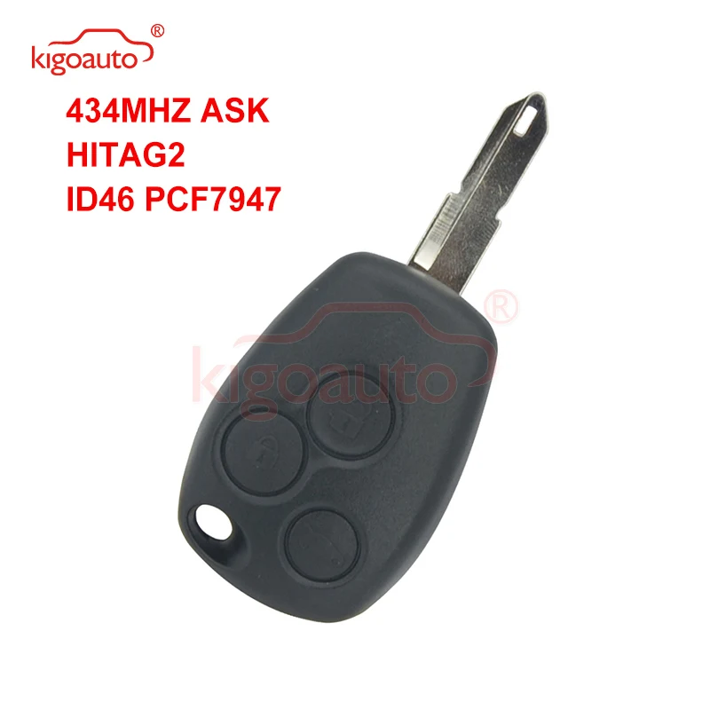 Kigoauto 434Mhz 3button Ne72 Pcf7947 Chip Remote Key For Renault Clio Kangoo Modus Master