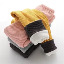 Высококачественные зимние брюки для малышей; теплые бархатные плотные детские штаны; леггинсы; однотонные хлопковые длинные штаны для маленьких мальчиков и девочек