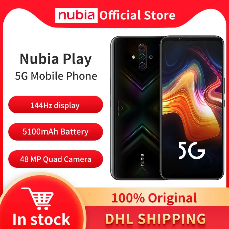 Оригинал Nubia играть 5G мобильный телефон 6 65 ''amoled 144 Гц 8 ГБ 128 Snapdragon 76 Dual Band 30W