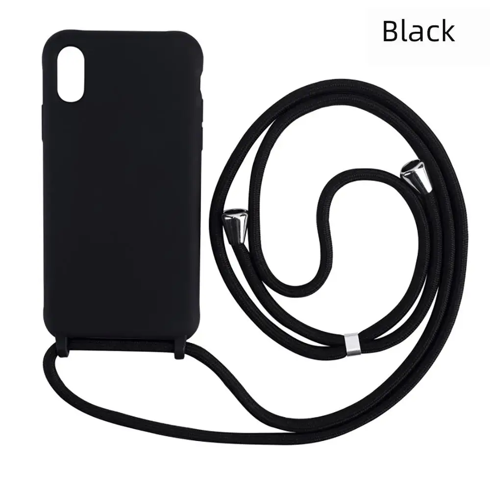 luxury Silicone Chain Necklace Cell Phone Case With Lanyard Neck Strap Rope Cord For iPhone 11 pro MAX 6 7 8 Plus X XS XR funda