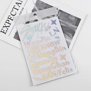 

Kpop Stray kids Laser sticker TWICE GOT7 waterproof stickers for mobile phone colorful color changing