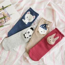 1 пара, весна-зима, женские хлопковые носки, коричневый лев, собаки, милые животные, короткие носки до лодыжки, повседневные носки для девочек с ушками, 35-40 k2873