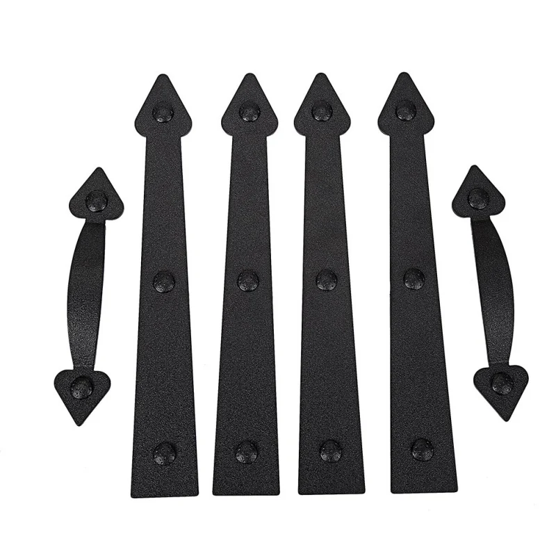 

6pcs/set Magnetic Door Handles and Hinges Decorative Accents Garage Carriage Household Hardware Black Door Handles Kit