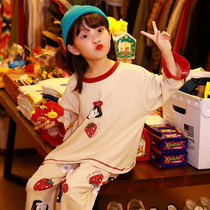 Toddler Girl Cartoon Pajamas Christmas Kids Cotton Sleepwear Bathing Suit Children Pyjamas Sets T-shirt Pants Bedroom Nightwear