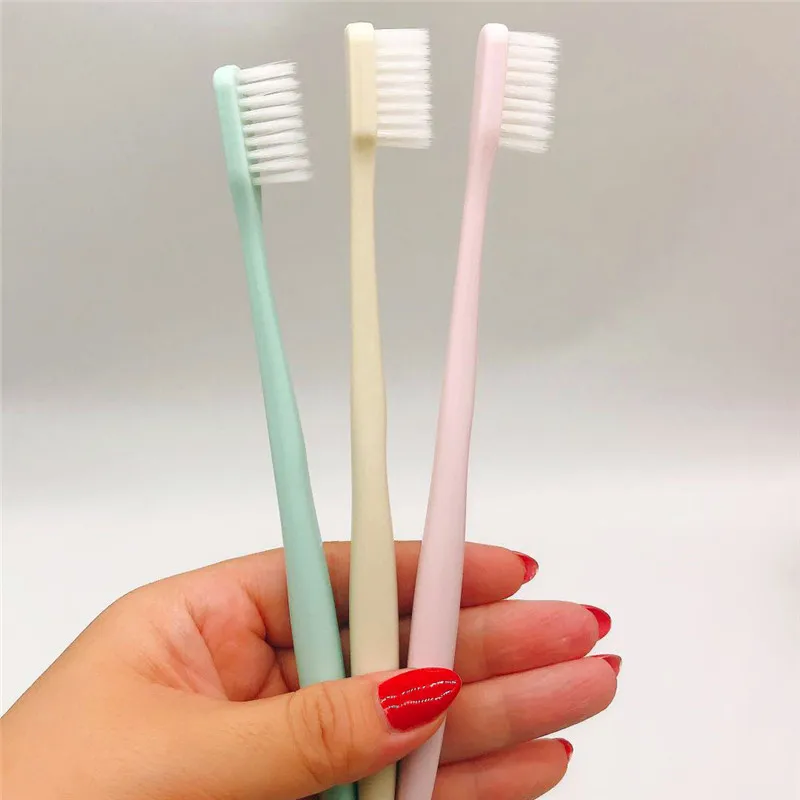 10 Piece Set Plain Color Soft Bristle Toothbrush Women's Adult with Protective Case Household Family Pack Japan Combination of E