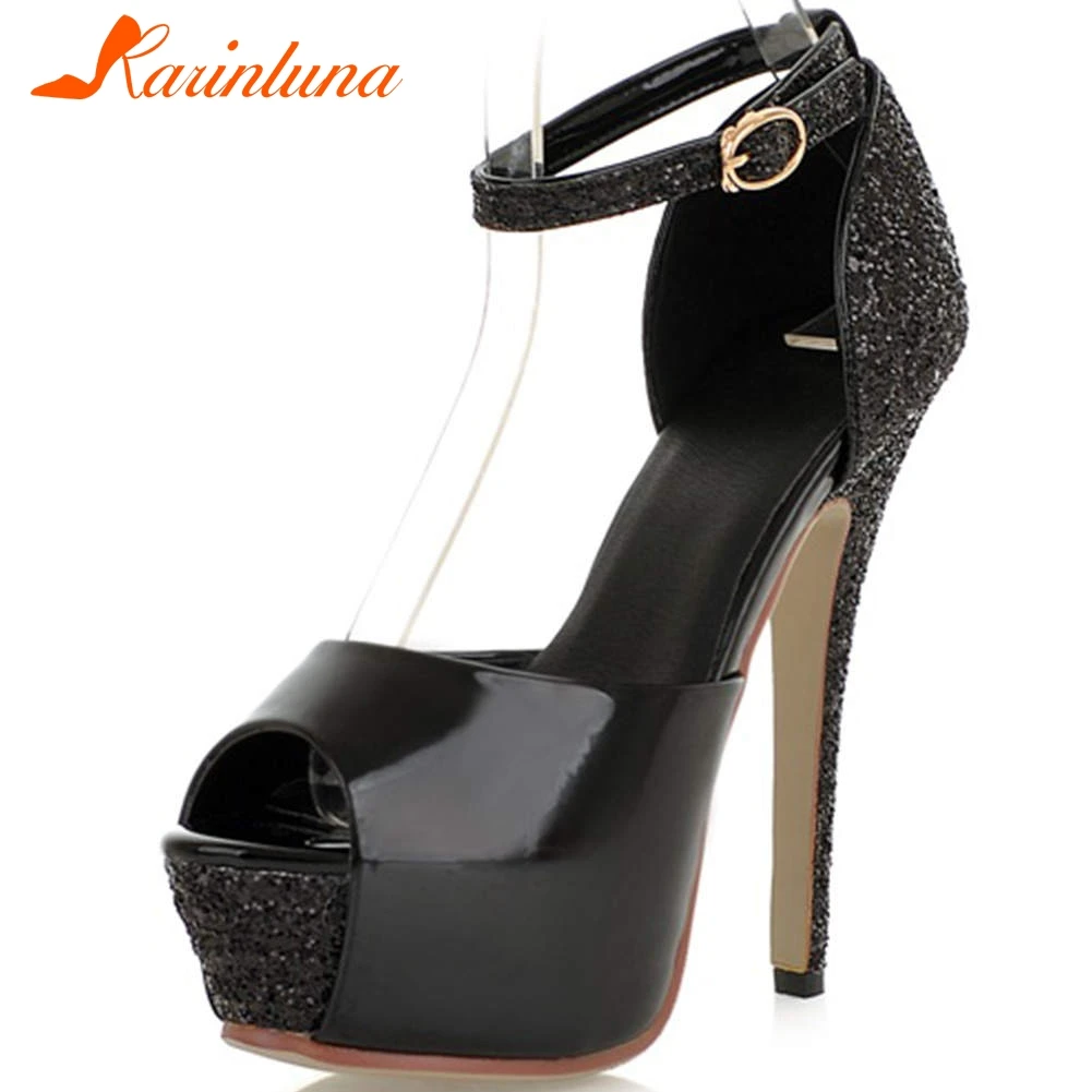 KARINLUNA/Большие размеры 32-43 новые Брендовые женские вечерние пикантные сандалии из