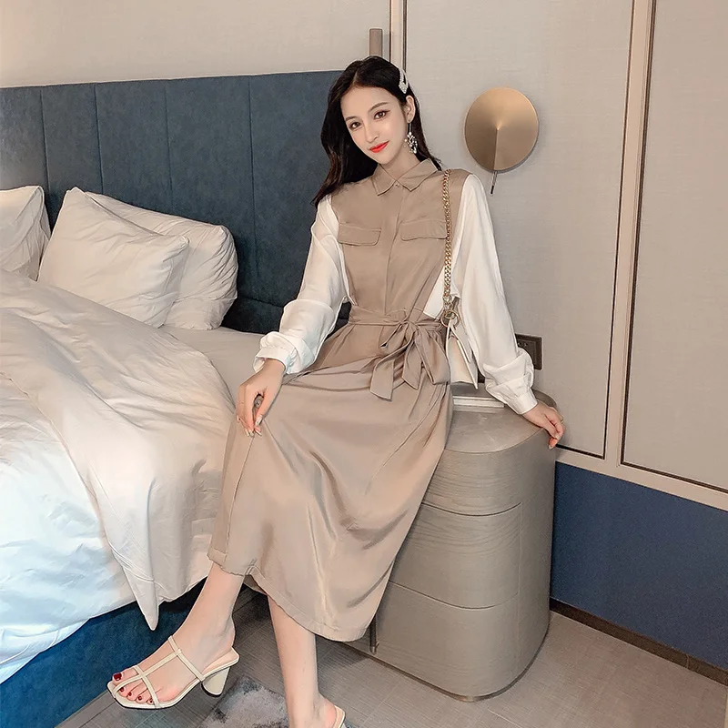 

New Plus size Autumn Spring Dress Girls Party Female Vintage Dress button Long Sleeve Women Dresses Long shirt Boho Robe Vestido