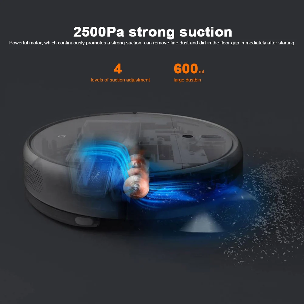  XIAOMI MIJIA Sweeping Mopping Robot Vacuum Cleaner 1C 2500PA cyclone Suction for Home Office Dust S