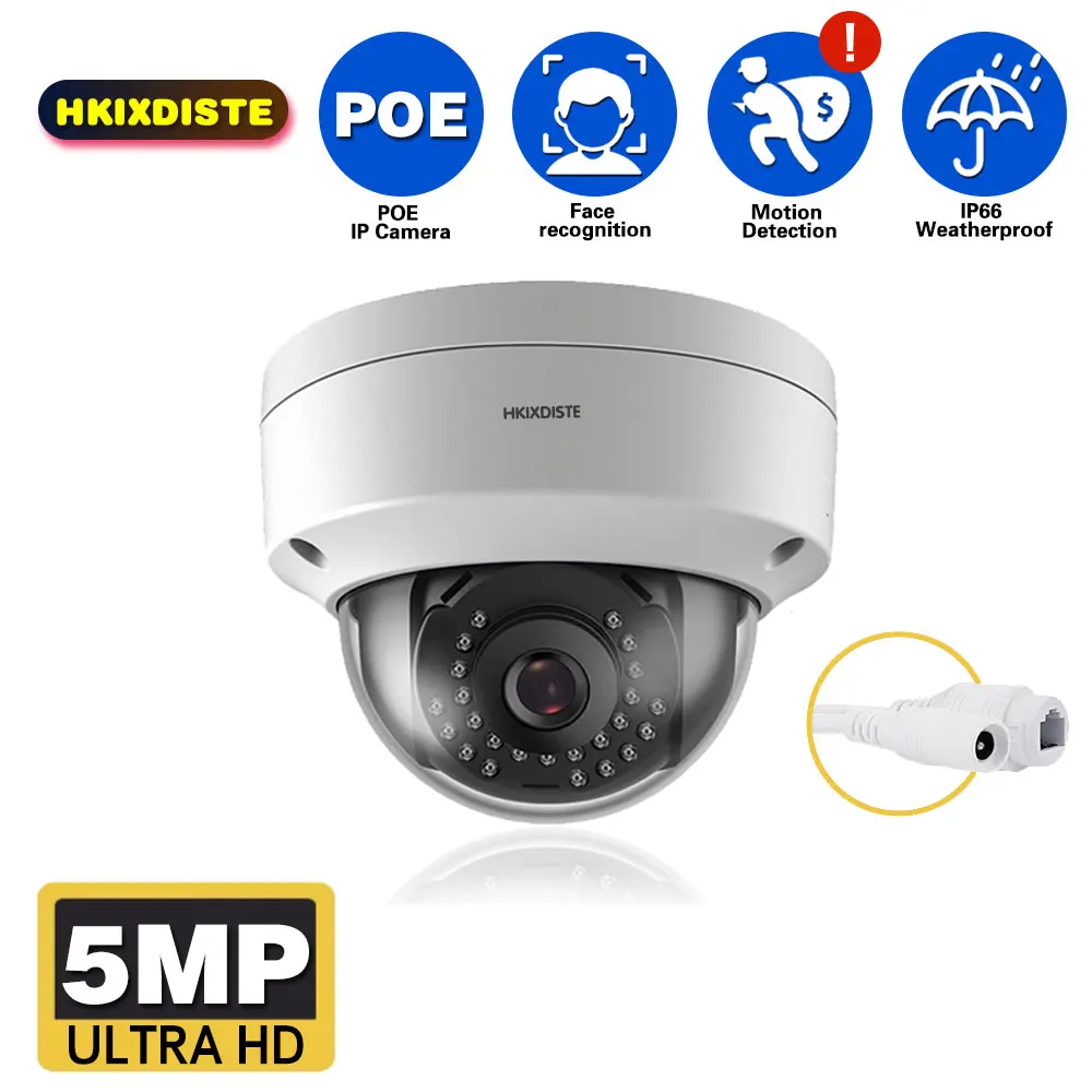 

HI3516E300 SONY sensor IR POE Network vandal-proof Dome Face Surveillance Camera Night vision 35M Independent work or for NVR