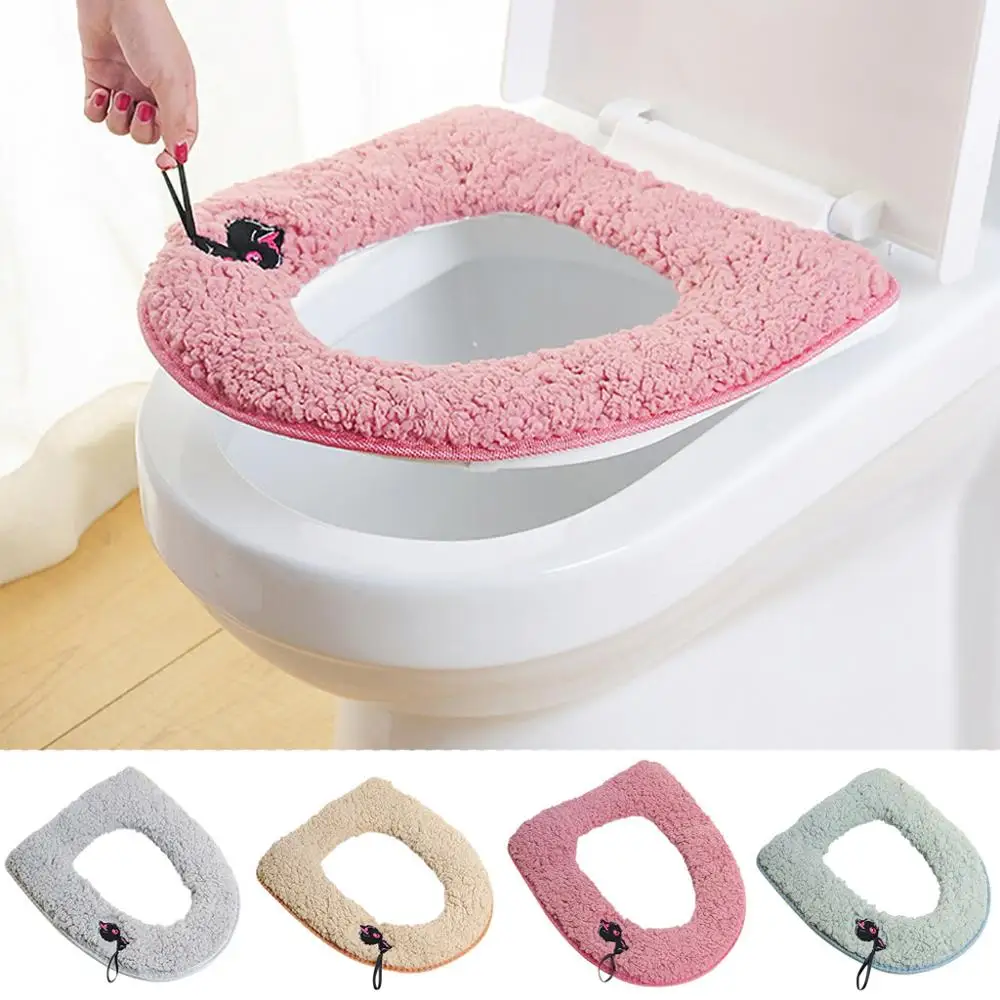 Toilet Seat Glued type Case Warmer Toilet Accessories Washable Cute