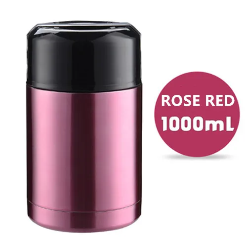 1000ml Rose Red Горячая Распродажа, Двойная Вакуумная фляжка из нержавеющей стали, контейнер для супа, большая емкость, термос, Портативный Ланч-бокс - Цвет: 1000ml Rose Red