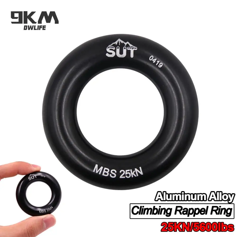 

Climbing Rappel Ring Aluminum Alloy Bailout Descending Ring Hammock Rappelling Rigging Tree Rescue Travel Setting 25KN/5600lbs