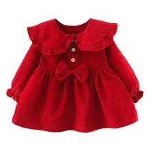 Платье для маленьких девочек платья для маленьких девочек vestido infantil vestidos infantil одежда batizad Повседневная однотонная одежда с длинными рукавами для детей от 12 месяцев до 3 лет Z4