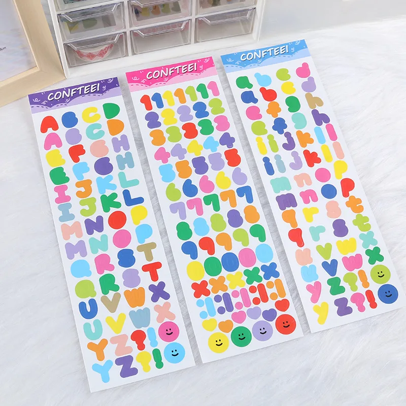 

Colorful Alphanumeric Cute Stickers Sort Labels Sealing Post It Notebook Mobile Phone Stationery Diy Kawaii Decorative Sticker